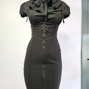 Deadstock Killstar Gothic Adversary Black And Red Suspender Skirt Size Small